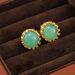 Qingdao Jewelry Ancient Women's Green Jade Chalcedony Natural Stone Zircon High Grade Chinese Sty Earrings Silver_ipsvogv.com