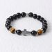 Non-Fading Men's Stone 8mm Natural Tiger Eye Black Gallstone Cross Bracelet Beads_ipsvogv.com