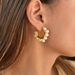 Women’s Jewelry Set Fashion Retro Real Gold Electroplated INS Titanium Steel Geometric Pearl Winter Earrings_ipsvogv.com
