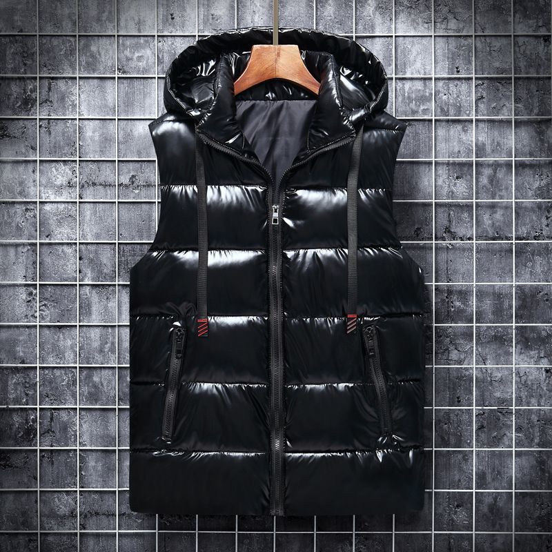 Winter New Casual Shiny Thickened Warm Down Cotton Waistcoat Men's Sleeveless Vest Jacket_ipsvogv.com