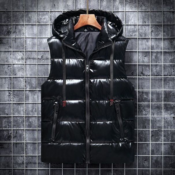 Winter New Casual Shiny Thickened Warm Down Cotton Waistcoat Men's Sleeveless Vest Jacket_ipsvogv.com