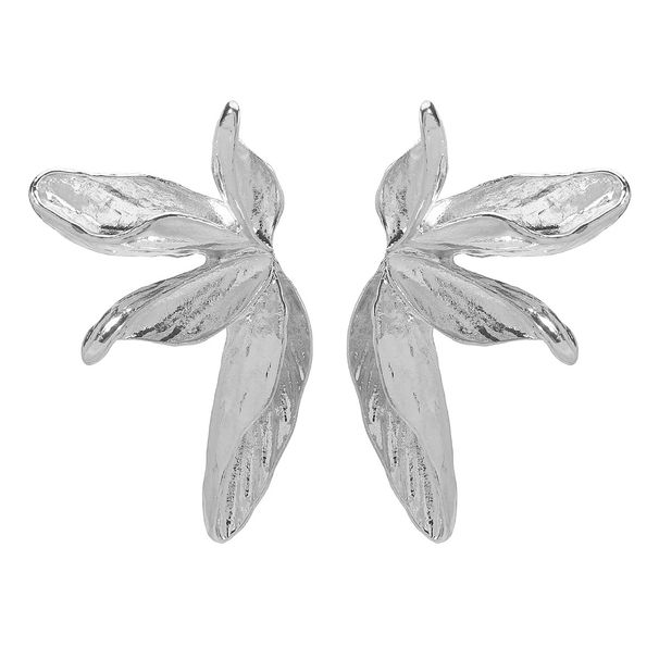 E13112ZA New Product Three Dimensional Alloy Large Earrings, Light Luxury Heavy Industry Symmetrical Flower Earrings_ipsvogv.com