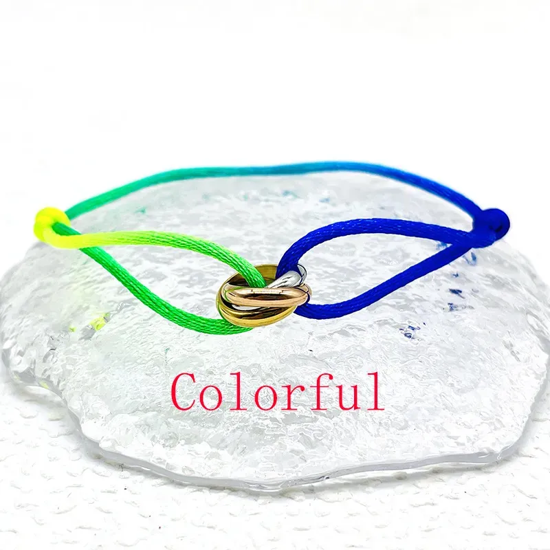 Mens Womens Designer Fashion 316L Stainless Steel Trinity Ring String Bracelet Three Rings Hand Strap Couple Bracelet_ipsvogv.com