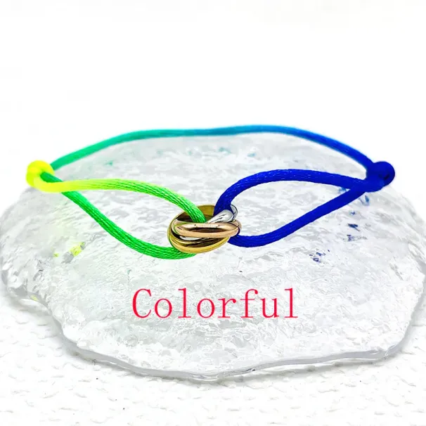 Mens Womens Designer Fashion 316L Stainless Steel Trinity Ring String Bracelet Three Rings Hand Strap Couple Bracelet_ipsvogv.com