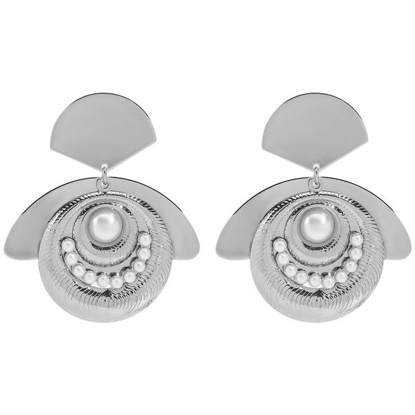 E13188 trendy personalized metal style feminine temperament, inlaid with pearls, creative and versatile earrings_ipsvogv.com