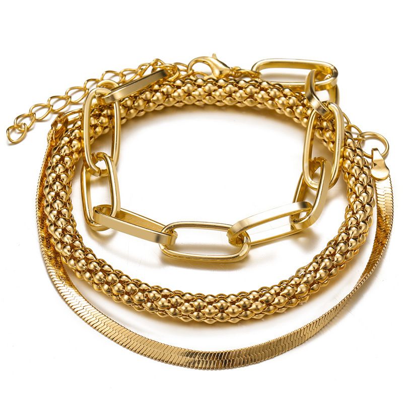 Jewelry Snake Bone Multi-layer Bracelet Creative 3-piece Set Of Metal Chain Bracelets For Women_ipsvogv.com