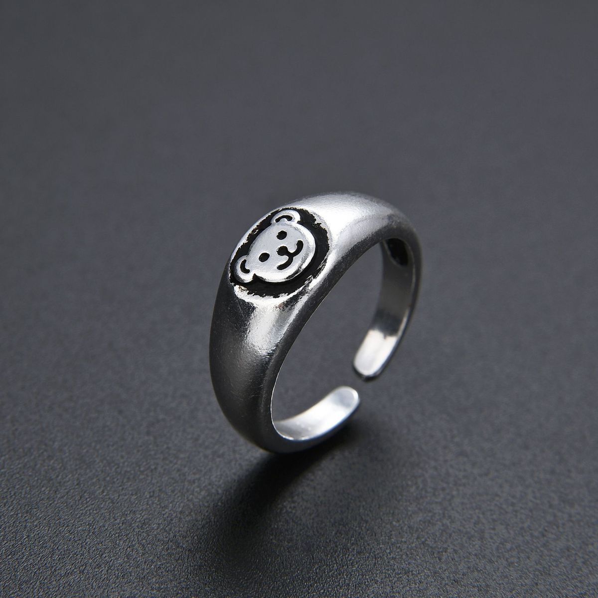 Unisex Student Style Fashionable Cute Little Bear Versatile Ring Retro Internet Celebrity Blogger Same Style Open Ring Female_ipsvogv.com