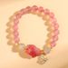 Natural Strawberry Crystal Fox Bracelet, New Chinese Peach Blossom Minimalist Antique Style Women's Bracelet_ipsvogv.com