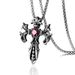 Personality Jewelry Titanium Steel Inlaid Red Pendant Men's Double Dragon Cross Necklace_ipsvogv.com