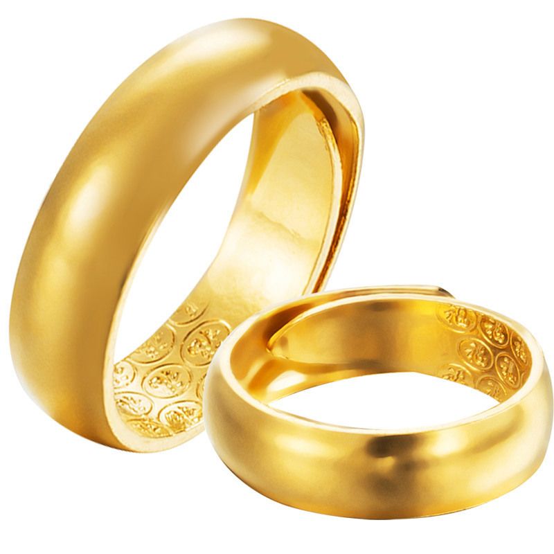 Long Lasting Vietnamese Sand Gold Couple Ring With Smooth Opening, Men's And Women's Genuine Copper Accessory,_ipsvogv.com