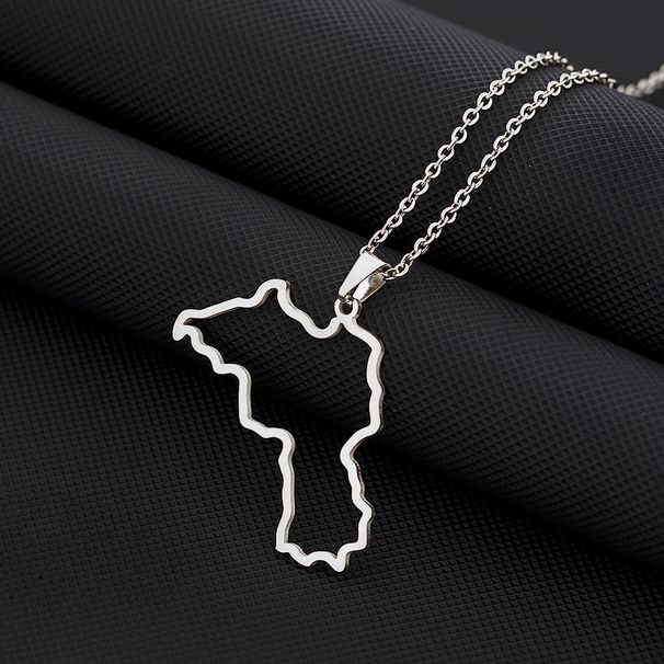 Hot Selling Stainless Steel Family Style Kurdistan Map Necklace Geometric Pendant Accessories New Product_ipsvogv.com