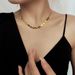 Small square snake bone necklace with minimalist and niche design, multiple square engraved letters, metal titanium_ipsvogv.com