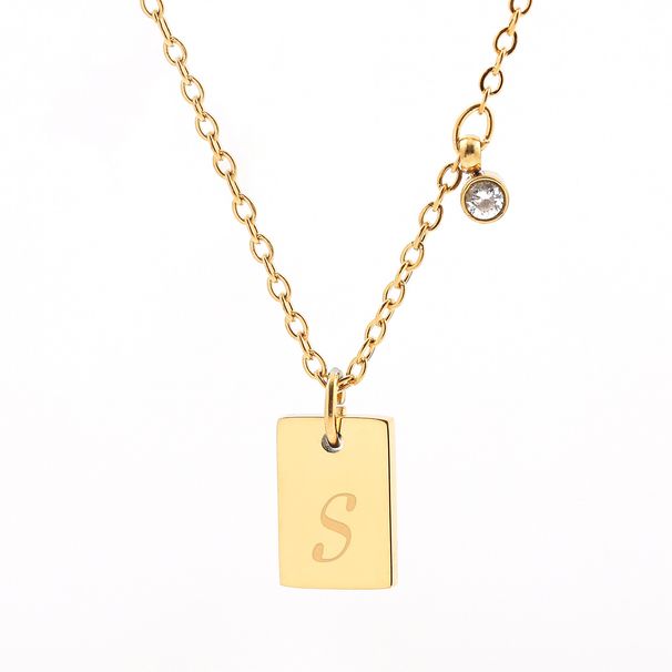 Copper Diamond 26 English Letters Love Light Luxury Necklace Female Temperament Square Pendant Versatile Clavicle Chain_ipsvogv.com