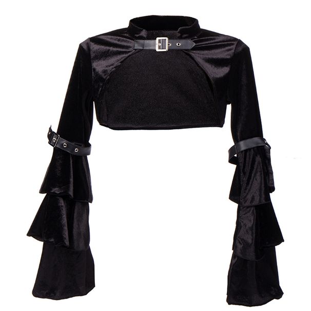 Women's Clothing Short slim dress coat Women's long sleeved small cape waistcoat Spring and autumn casual velvet small outerwear top_ipsvogv.com