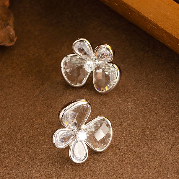 Cute, Sweet, Fresh Crystal Bow From Japan Korea, Feminine Temperament, Simple And Versatile Design, Silver Needle_ipsvogv.com