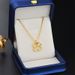 New Fashion Gold Flower Clover Titanium Steel Necklace With Cat's Eye Stone Inlaid, Mesh Red Collar Chain Women's_ipsvogv.com