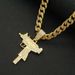 Exaggerated and cool personality, full diamond gun necklace, trendy man street Cuban chain, punk accessory pendant_ipsvogv.com