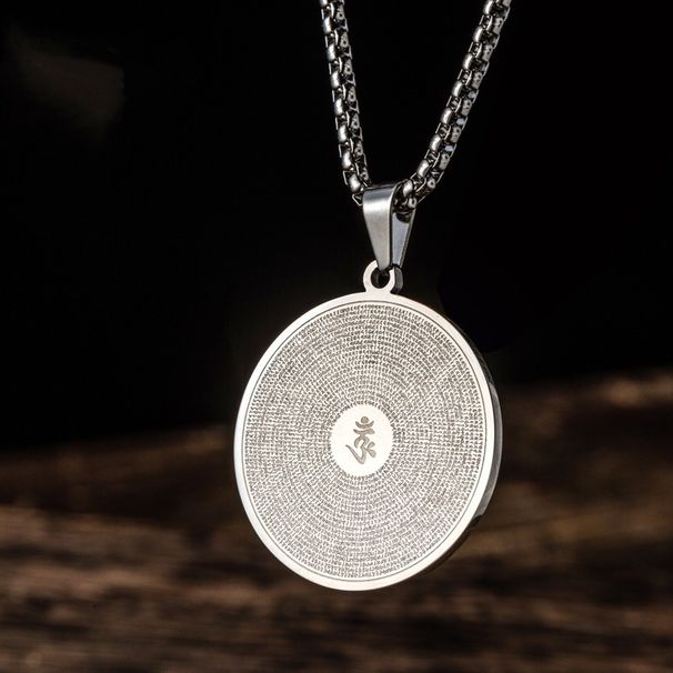 stainless steel retro Buddha amulet pendant titanium steel Shurangama mantra pendant non fading necklace jewelry_ipsvogv.com