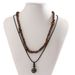 Men's Fashion Necklace Set - Coconut Shell & Turquoise Beaded Layered Chain (Hip-Hop Style Wax Cord & Leather Unisex Layered Jewelry)_ipsvogv.com