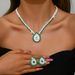 Women’s Jewelry Set Fashion Bridal Round Zircon Wax Inlaid Jewelry Earrings Necklace Set Wedding Accessories_ipsvogv.com