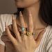 ins niche turquoise devil's eye stainless steel ring female non fading zircon gold titanium steel_ipsvogv.com