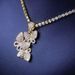 Hip Hop Full Diamond Butterfly Necklace Set Three Small Butterflies Set with Diamond Clavicle Chain Two-piece Set_ipsvogv.com