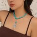 Retro ethnic vacation irregular turquoise metal cross necklace female personality chain necklace_ipsvogv.com