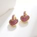 Women's Jewelry Light Luxury High End Temperament Retro Color Zircon Heart Shaped Love Earrings Peach Heart Earrings Ear Buckles_ipsvogv.com