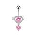 Women's Jewelry Cherry Pearl Moon Arrow Through The Heart Zircon Belly Button Ring Stainless Steel Zircon Belly Button Nail_ipsvogv.com