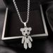 Cute full diamond stainless steel titanium steel bear necklace sweater chain high end female versatile long niche design pendant_ipsvogv.com