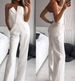 Women's spring and summer solid color splicing slim fit one-piece sleeveless long-sleeved one-shoulder jumpsuit_ipsvogv.com