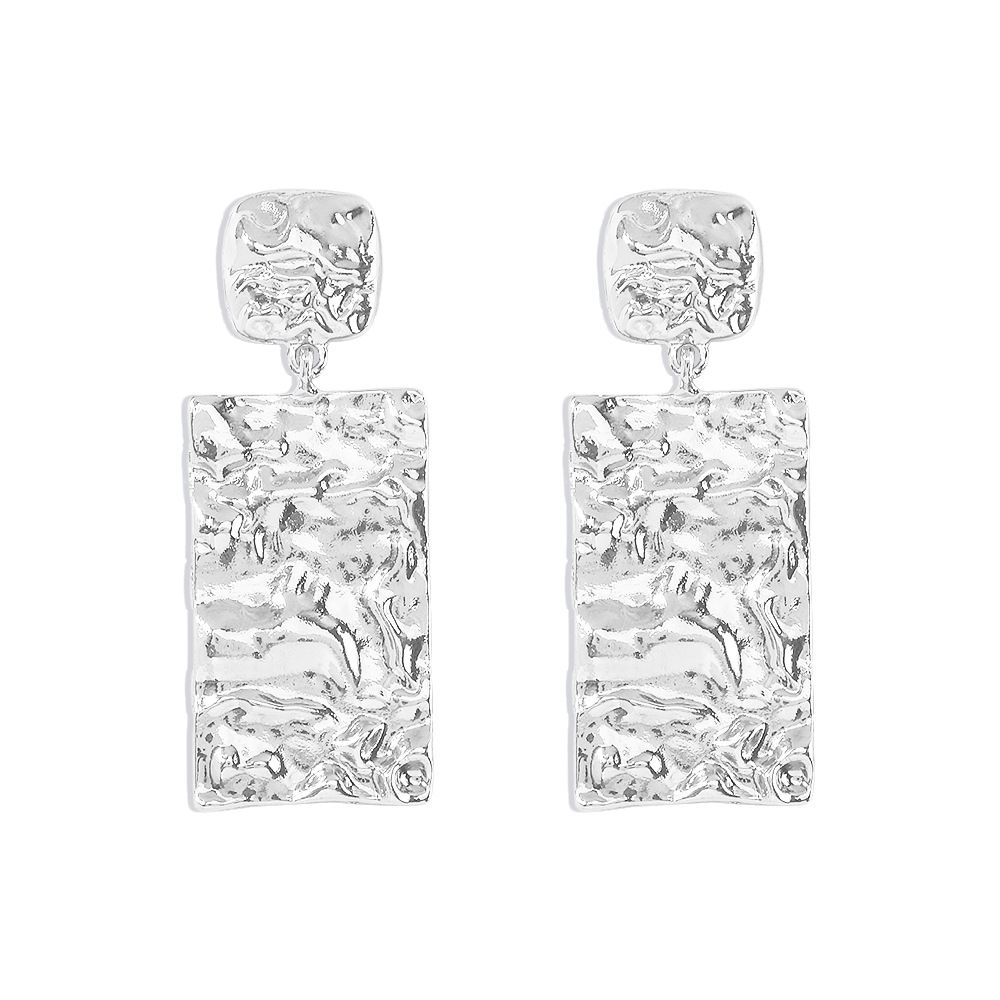 E10065 Jewelry Alloy Folded Elegance Simple Creative Geometric Texture Earrings_ipsvogv.com