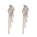 Light luxury style diamond-encrusted wing fringed integrated stud earrings and ear clips_ipsvogv.com