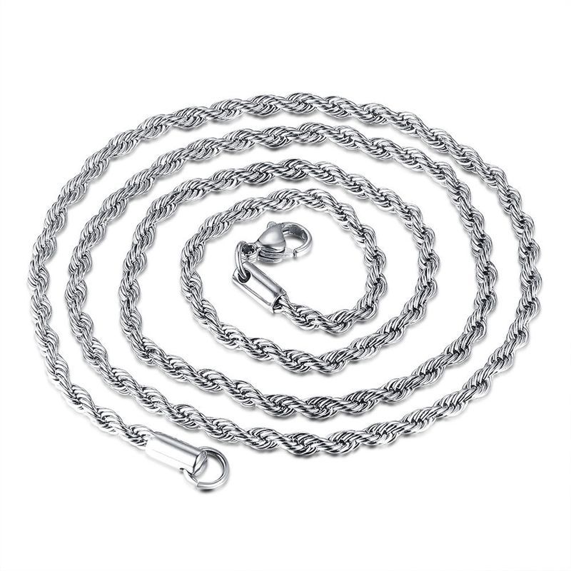 1 Piece Stainless Steel For Men Women Braided Rope Chain Choker Necklace Gold Color Neck Metal Fashion Jewelry_ipsvogv.com