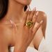 Minimalist Fashion Ring Earring Jewelry Set Ocean Style Conch Exaggerated Bracelet Necklace For Women_ipsvogv.com