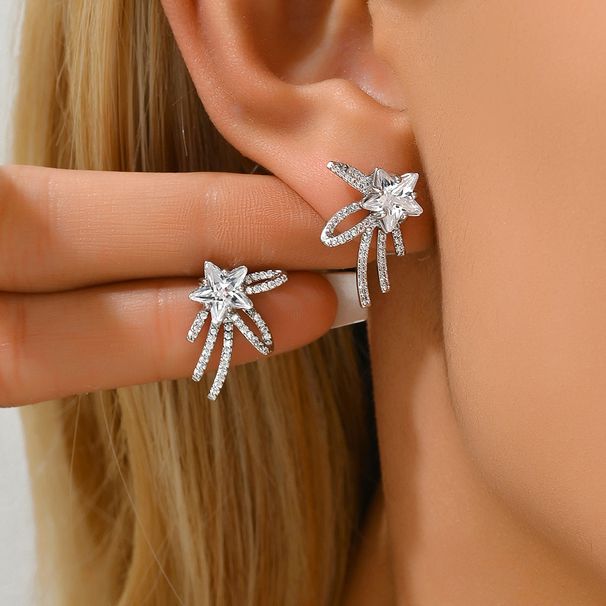 Fashionable commuting simple for female niche, light luxury, star shaped bow asymmetrical design, versatile, earrings_ipsvogv.com