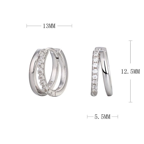 S Pure Silver High-end Feel, Double Ring With Colorful Diamond Earrings, Fashionable, Personalized And Generous Earrings_ipsvogv.com