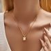 Popular mother of pearl clavicle necklace retro color preserving copper plated K real gold temperament high end business love necklace_ipsvogv.com