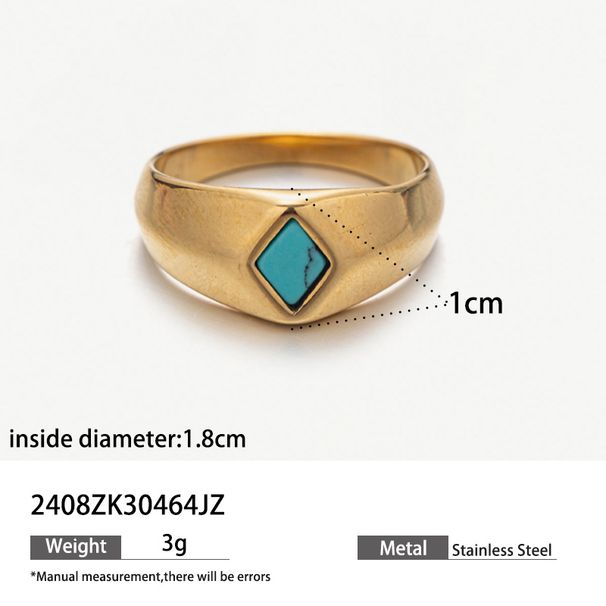 stainless steel natural stone turquoise ring high end niche ring titanium steel hand jewelry ring_ipsvogv.com