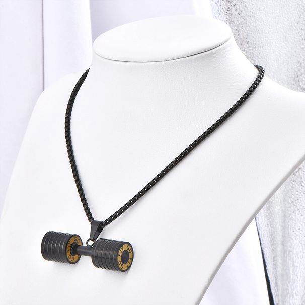 Hot Selling Trend, Niche Fashion, Personalized Dumbbell Necklace, Versatile Titanium Steel Pendant For Men_ipsvogv.com