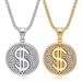 New Hip-Hop Jewelry Titanium Steel Gold-Plated Diamond-Studded Dollar Pendant Necklace_ipsvogv.com