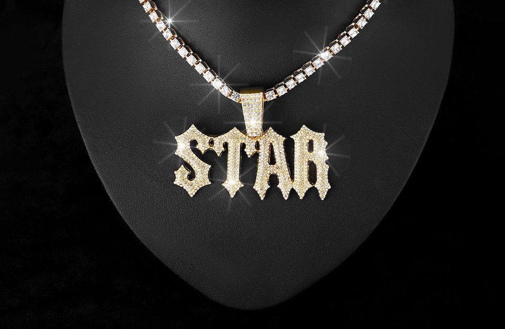 Men’s Jewelry Set Fashion New Letter Star Personality Niche Pendant Hip Hop Men's Environmentally Friendly Alloy Twist Necklace Jewelry_ipsvogv.com
