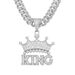 Hip Hop KING Letter Crown Jewelry For Men Street Trendy Cool Diamond Set Pendant Necklace_ipsvogv.com