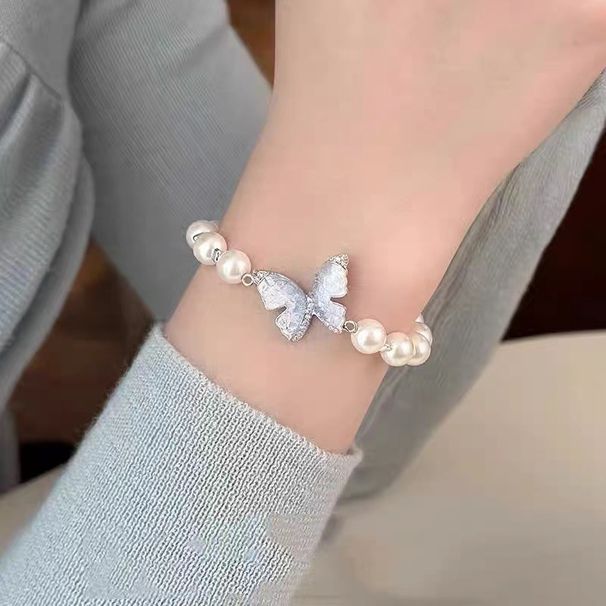 Blue Crystal Butterfly For Women, Light Luxury, Niche Design, Exquisite Pearl, Summer 2024 New High-end Feel Bracelet_ipsvogv.com