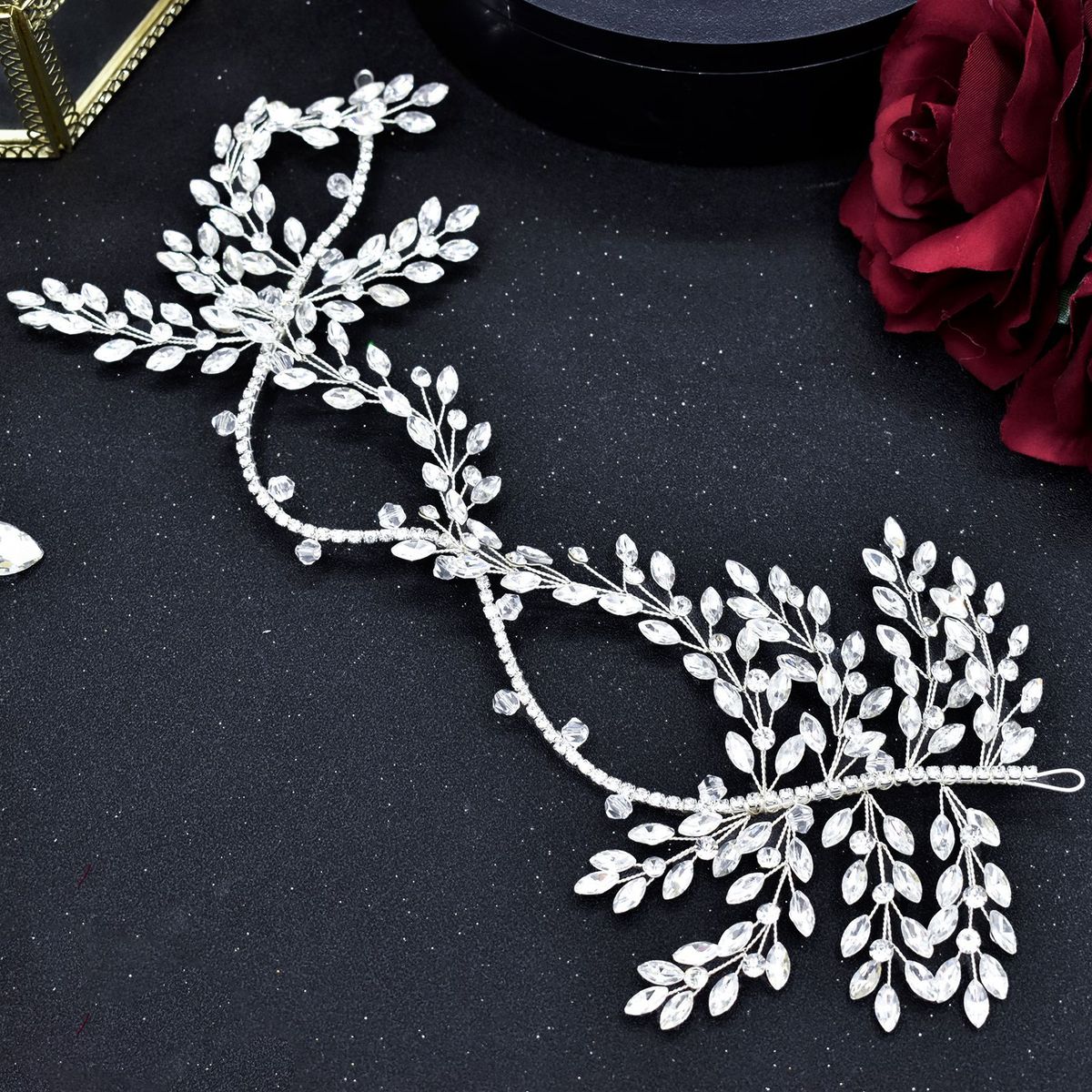 Rhinestone Headdress Bridal Wedding Dress Handmade Accessories Wedding Dance Party Wide Brim Headband_ipsvogv.com