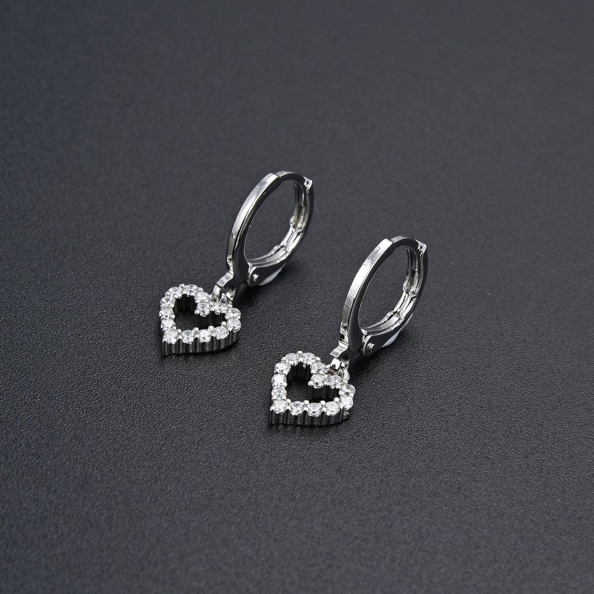 Women’s Jewelry Set Fashion Diamond Zircon CZ Heart Earrings Sweet Romantic Female Earrings Spot Earrings Gold And Silver Color Preservation_ipsvogv.com