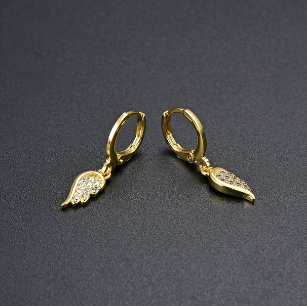 Unisex Fashion Simple Earrings Inlaid With Diamonds And Zircon CZ Angel Wings Earrings Net Celebrity Temperament Design Earrings For Women_ipsvogv.com