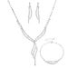 Luxury Bridal Jewelry Set - Full Diamond Necklace, Earrings & Bracelet For Wedding (3-Piece Sterling Silver Set)_ipsvogv.com