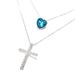 Ocean Heart Style Cute 2-layer Crossed Blue Crystal Rhinestone With Multiple Layers Chain Necklace Gift Set Of 2 Pieces_ipsvogv.com