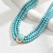 French Fashion Retro Geometric Beaded Necklace Simple Turquoise Multi Layer Design Long Chain Alloy Clavicle Chain_ipsvogv.com